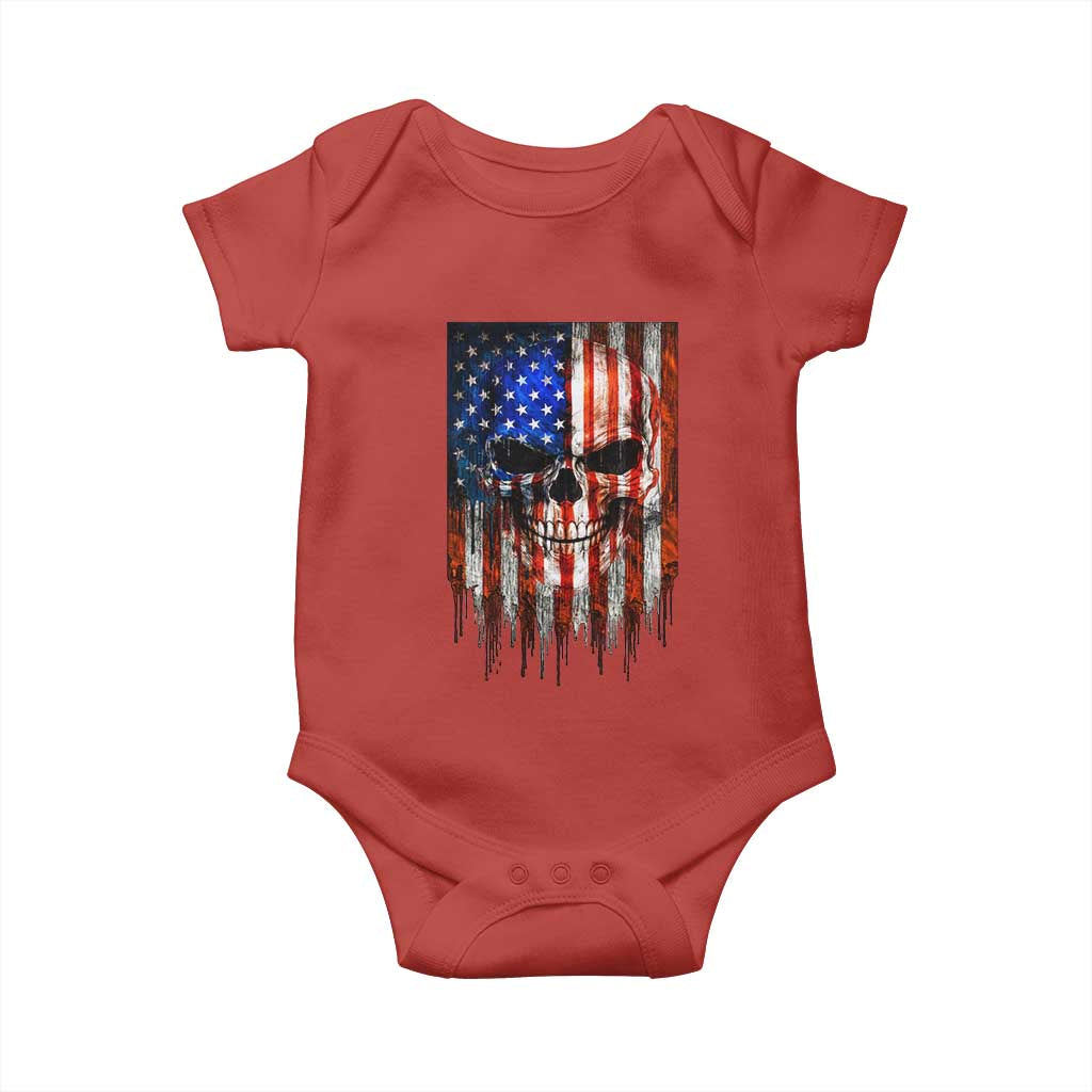 Patriotic Skull American Flag USA Pride Baby Onesie TS12 Red Print Your Wear