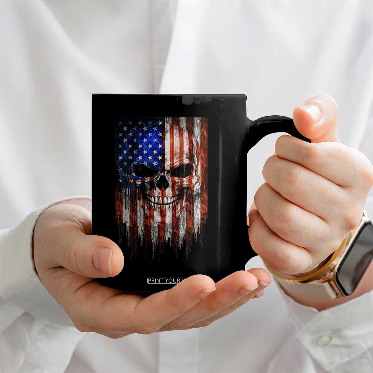 Patriotic Skull American Flag USA Pride Coffee Mug TS12 Print Your Wear
