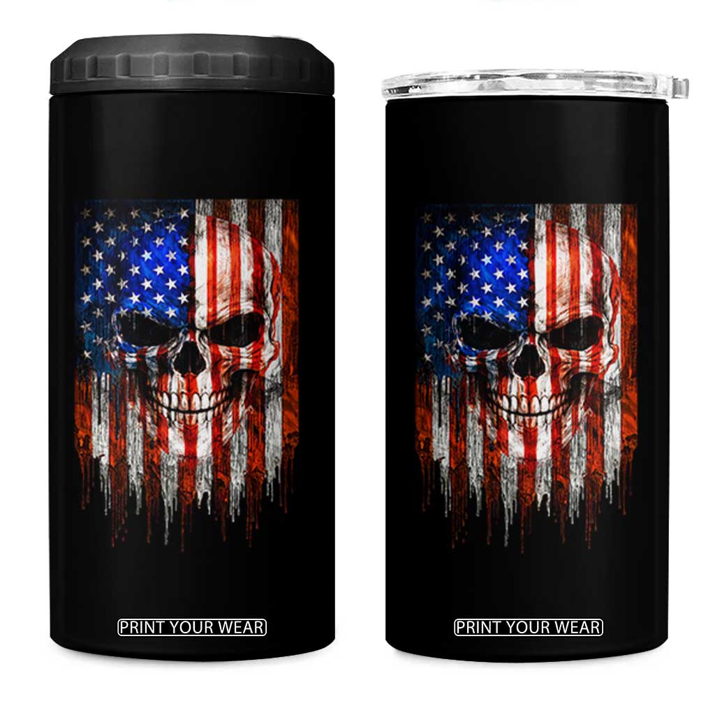 Patriotic Skull American Flag USA Pride 4 in 1 Can Cooler Tumbler TS12 One Size: 16 oz Black Print Your Wear