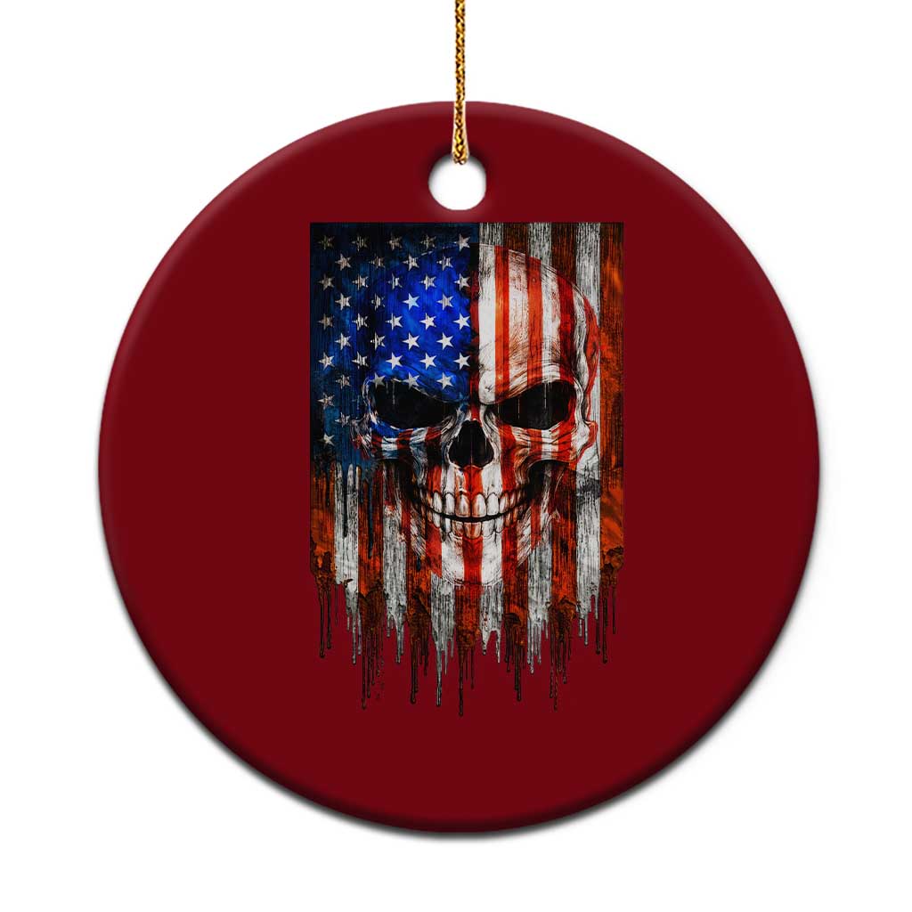 Patriotic Skull American Flag USA Pride Ceramic Ornament TS12 1pc Red Print Your Wear