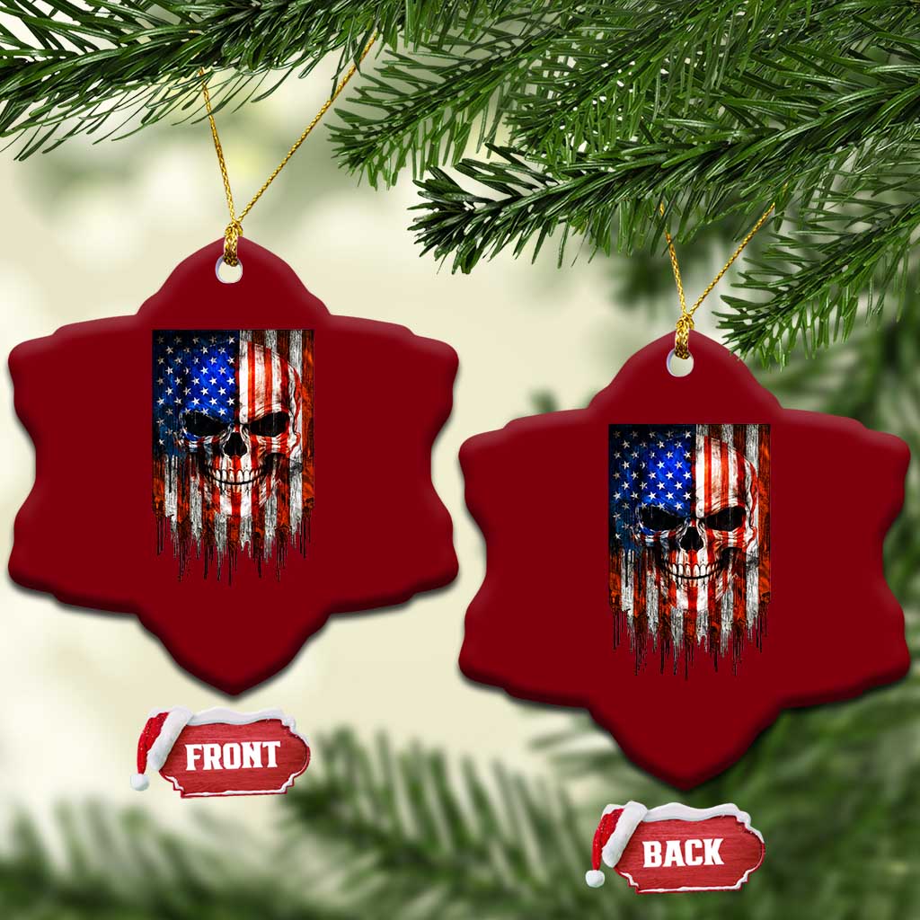 Patriotic Skull American Flag USA Pride Ceramic Ornament TS12 Print Your Wear