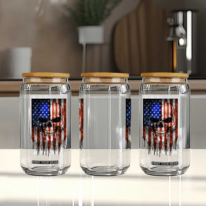 Patriotic Skull American Flag USA Pride Glass Can TS12 Print Your Wear