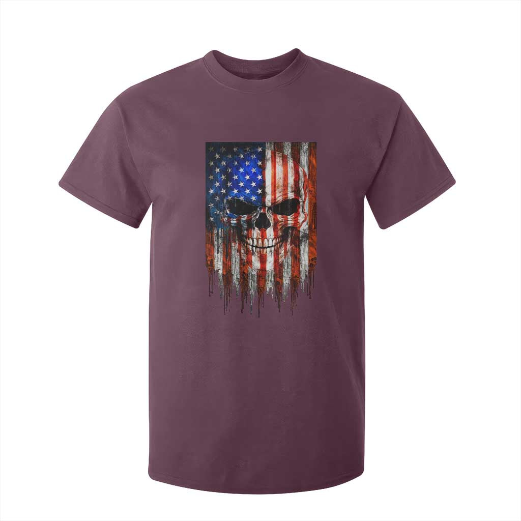 Patriotic Skull American Flag USA Pride T Shirt For Kid TS12 Maroon Print Your Wear