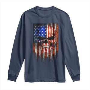 Patriotic Skull American Flag USA Pride Long Sleeve Shirt TS12 Navy Print Your Wear