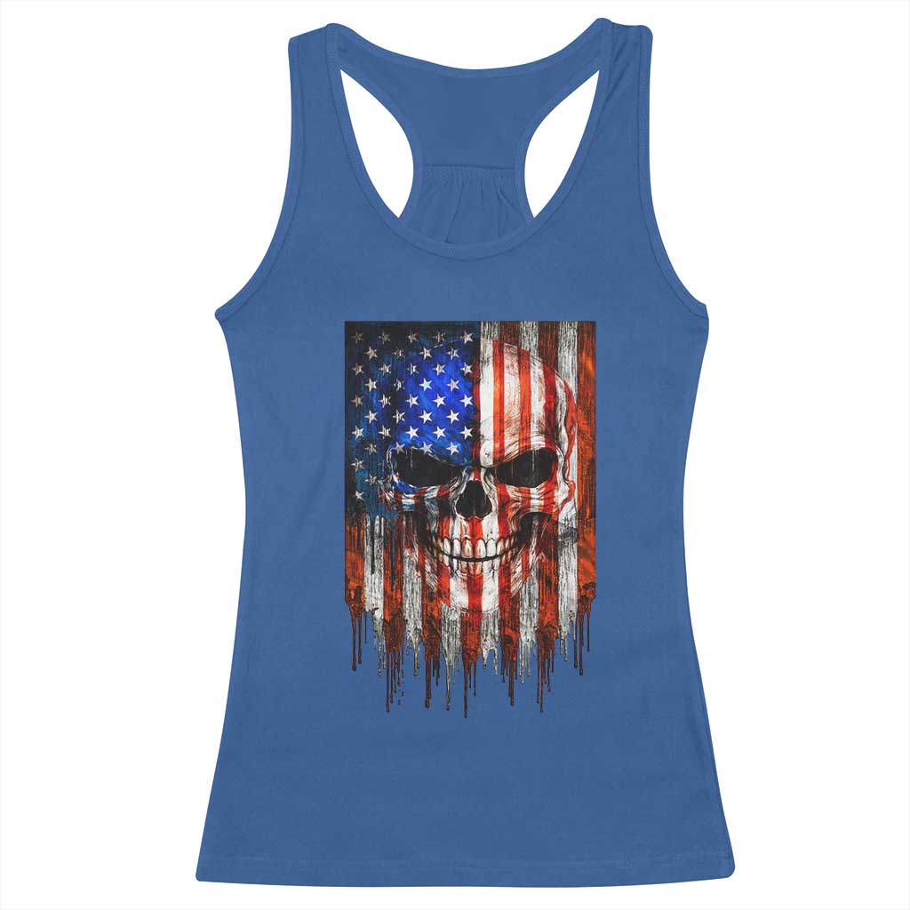 Patriotic Skull American Flag USA Pride Racerback Tank Top TS12 Royal Blue Print Your Wear
