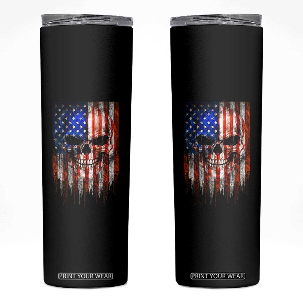 Patriotic Skull American Flag USA Pride Skinny Tumbler TS12 Black Print Your Wear