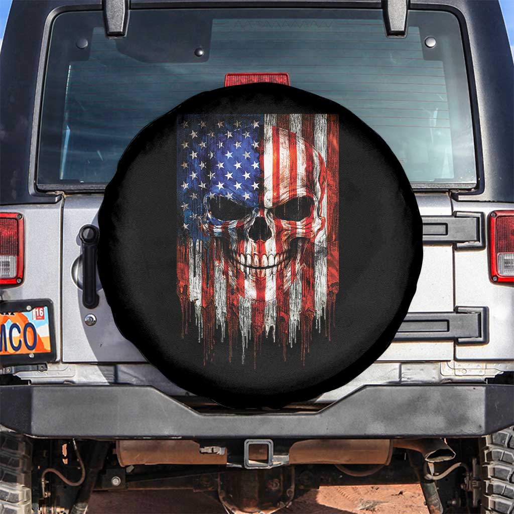 Patriotic Skull American Flag USA Pride Spare Tire Cover TS12 No hole Black Print Your Wear