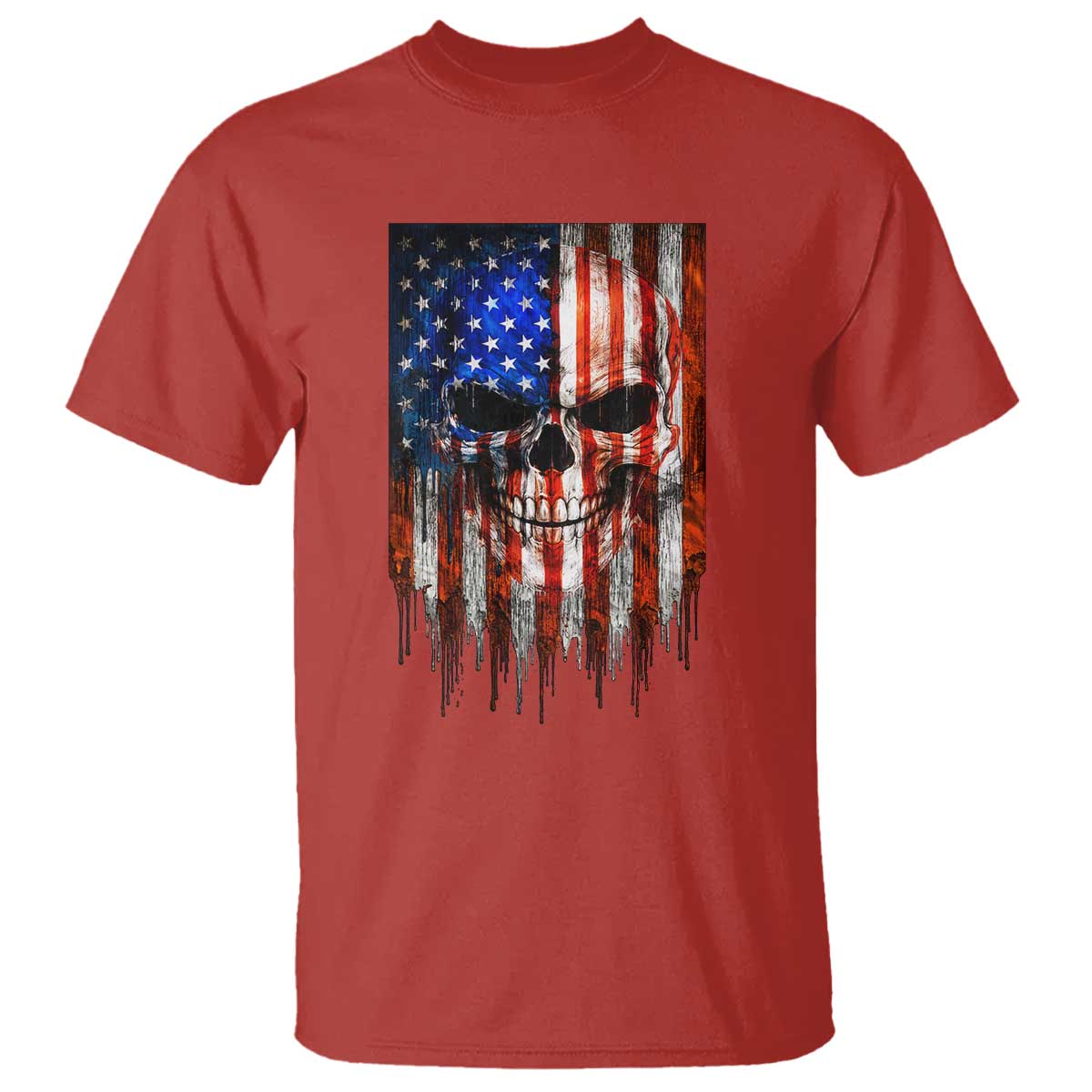 Patriotic Skull American Flag USA Pride T Shirt TS12 Red Print Your Wear