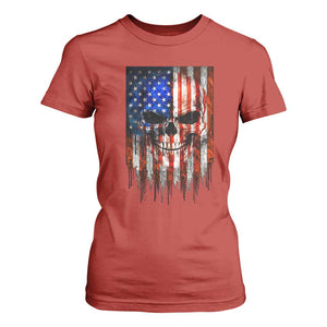 Patriotic Skull American Flag USA Pride T Shirt For Women TS12 Red Print Your Wear
