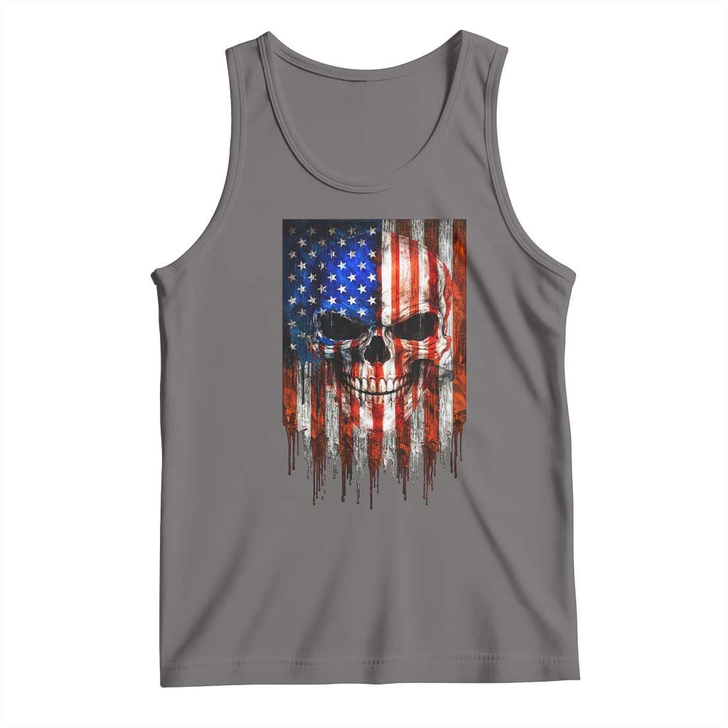Patriotic Skull American Flag USA Pride Tank Top TS12 Deep Heather Print Your Wear