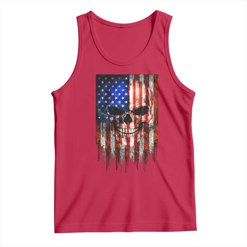 Patriotic Skull American Flag USA Pride Tank Top TS12 Red Print Your Wear