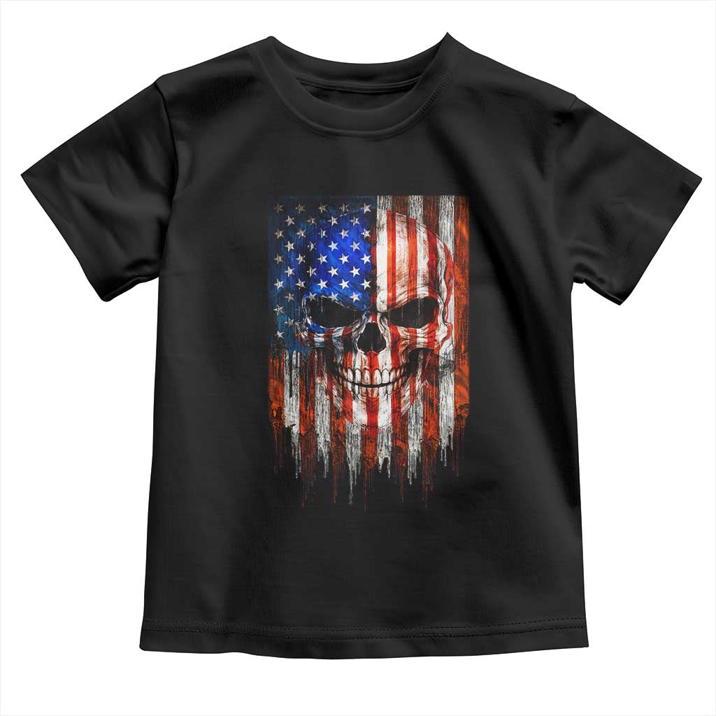 Patriotic Skull American Flag USA Pride Toddler T Shirt TS12 Black Print Your Wear