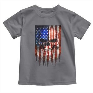 Patriotic Skull American Flag USA Pride Toddler T Shirt TS12 Charcoal Print Your Wear