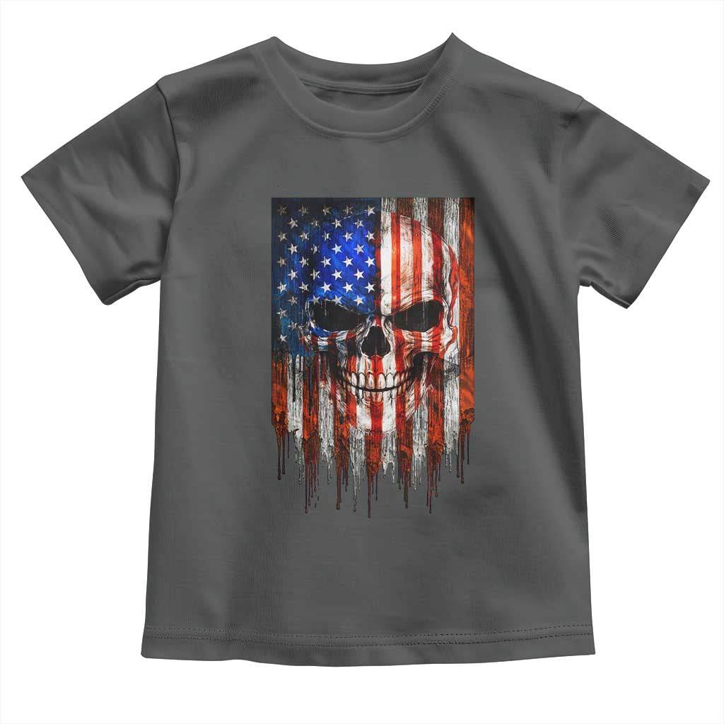Patriotic Skull American Flag USA Pride Toddler T Shirt TS12 Dark Heather Print Your Wear
