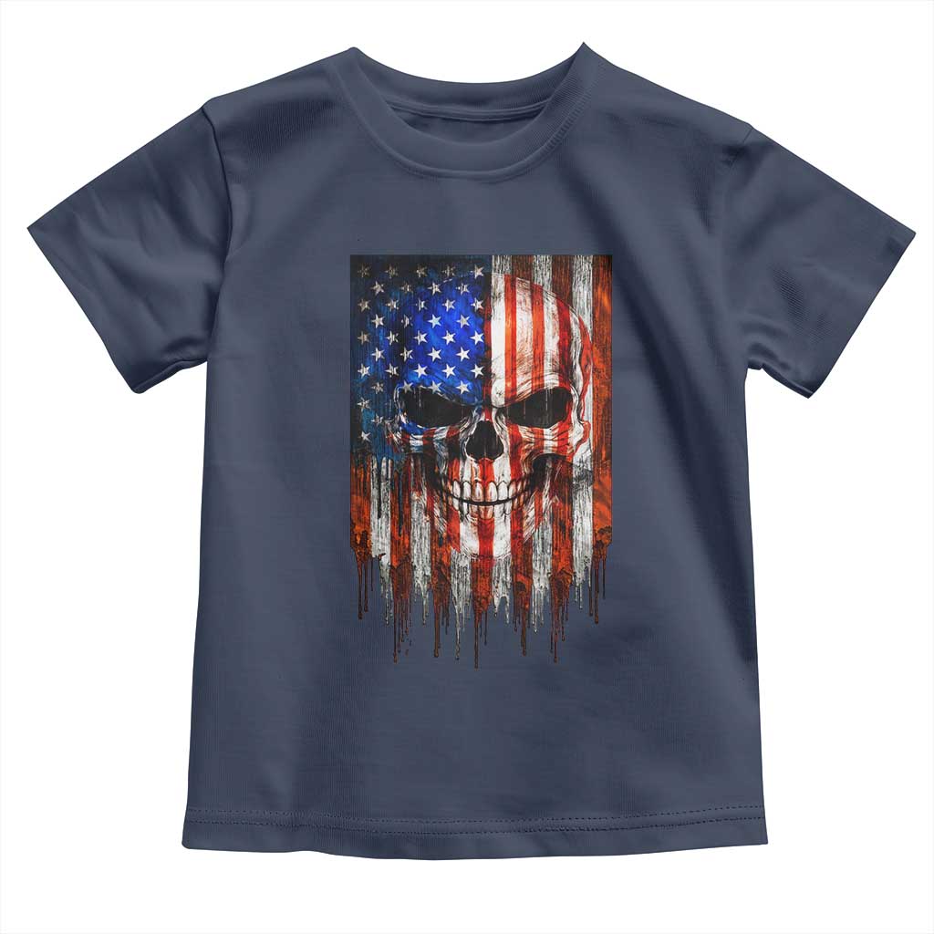 Patriotic Skull American Flag USA Pride Toddler T Shirt TS12 Navy Print Your Wear