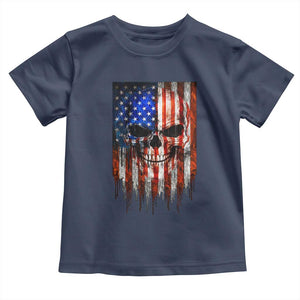 Patriotic Skull American Flag USA Pride Toddler T Shirt TS12 Navy Print Your Wear