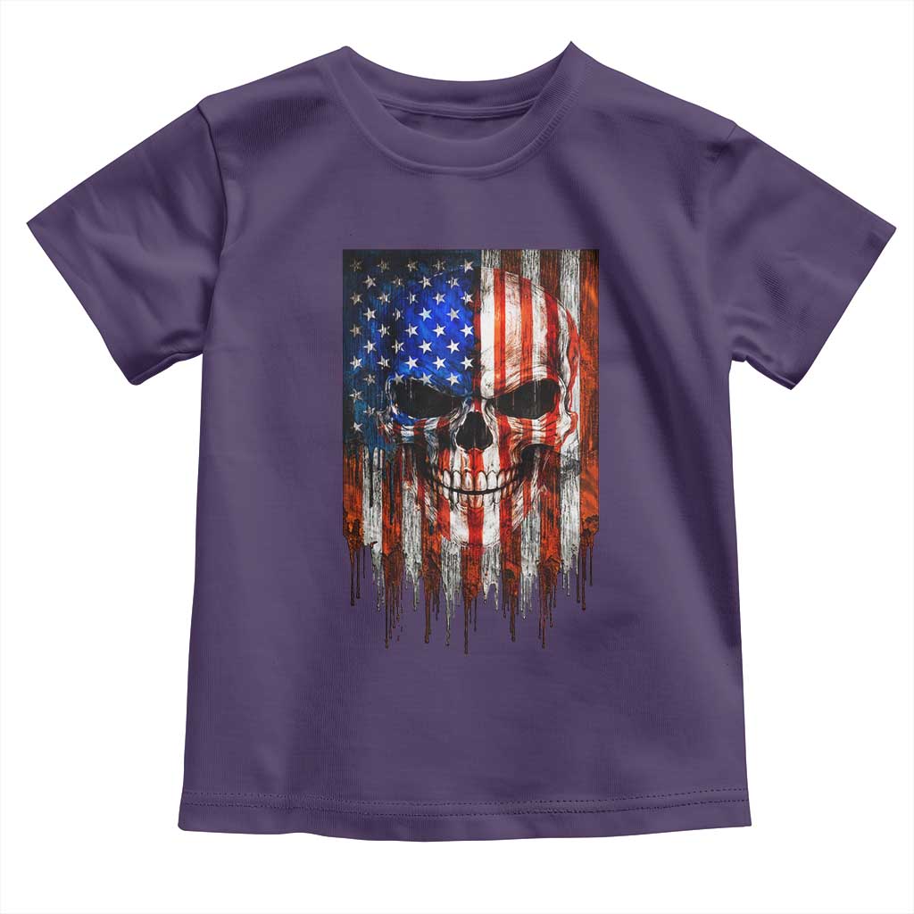Patriotic Skull American Flag USA Pride Toddler T Shirt TS12 Purple Print Your Wear