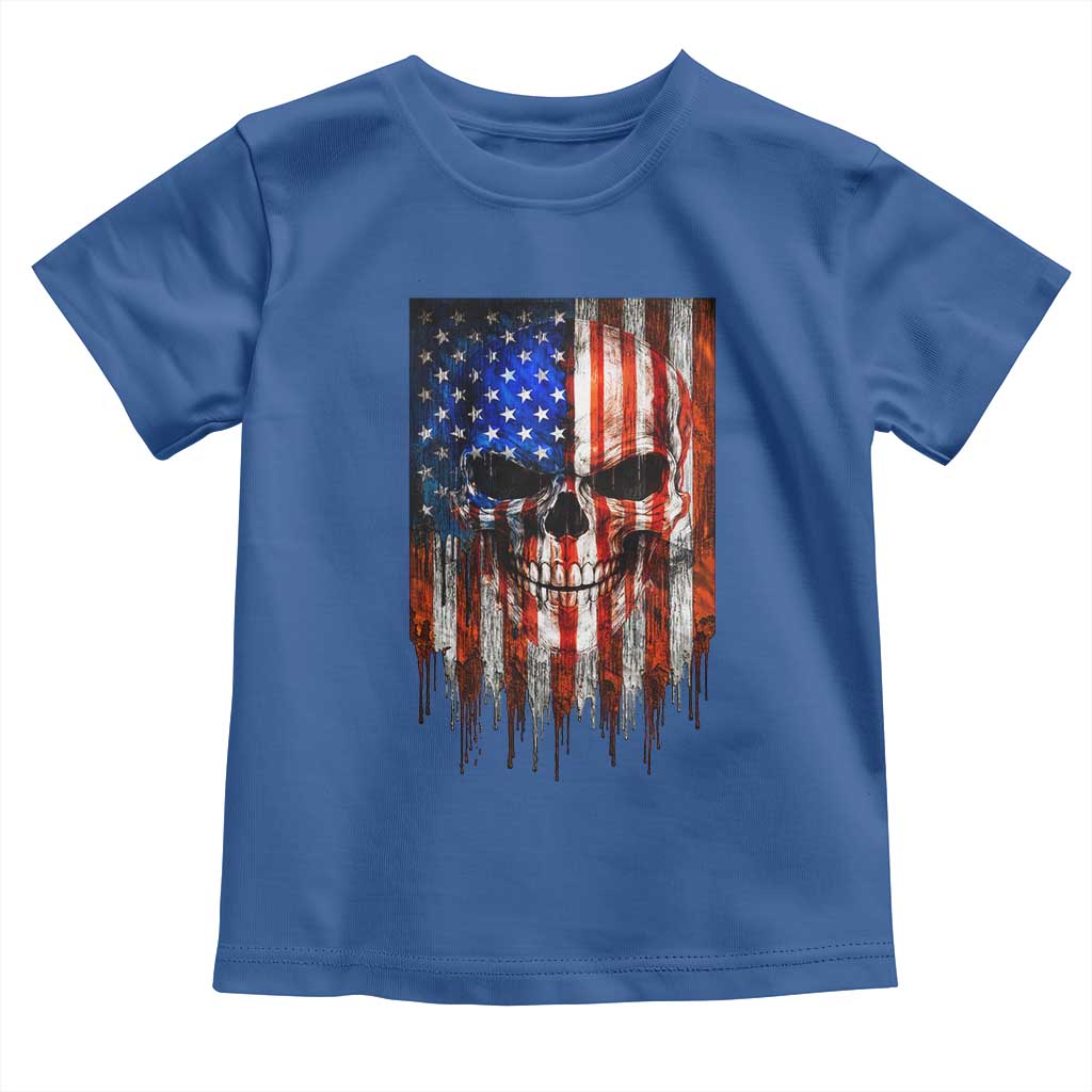 Patriotic Skull American Flag USA Pride Toddler T Shirt TS12 Royal Blue Print Your Wear
