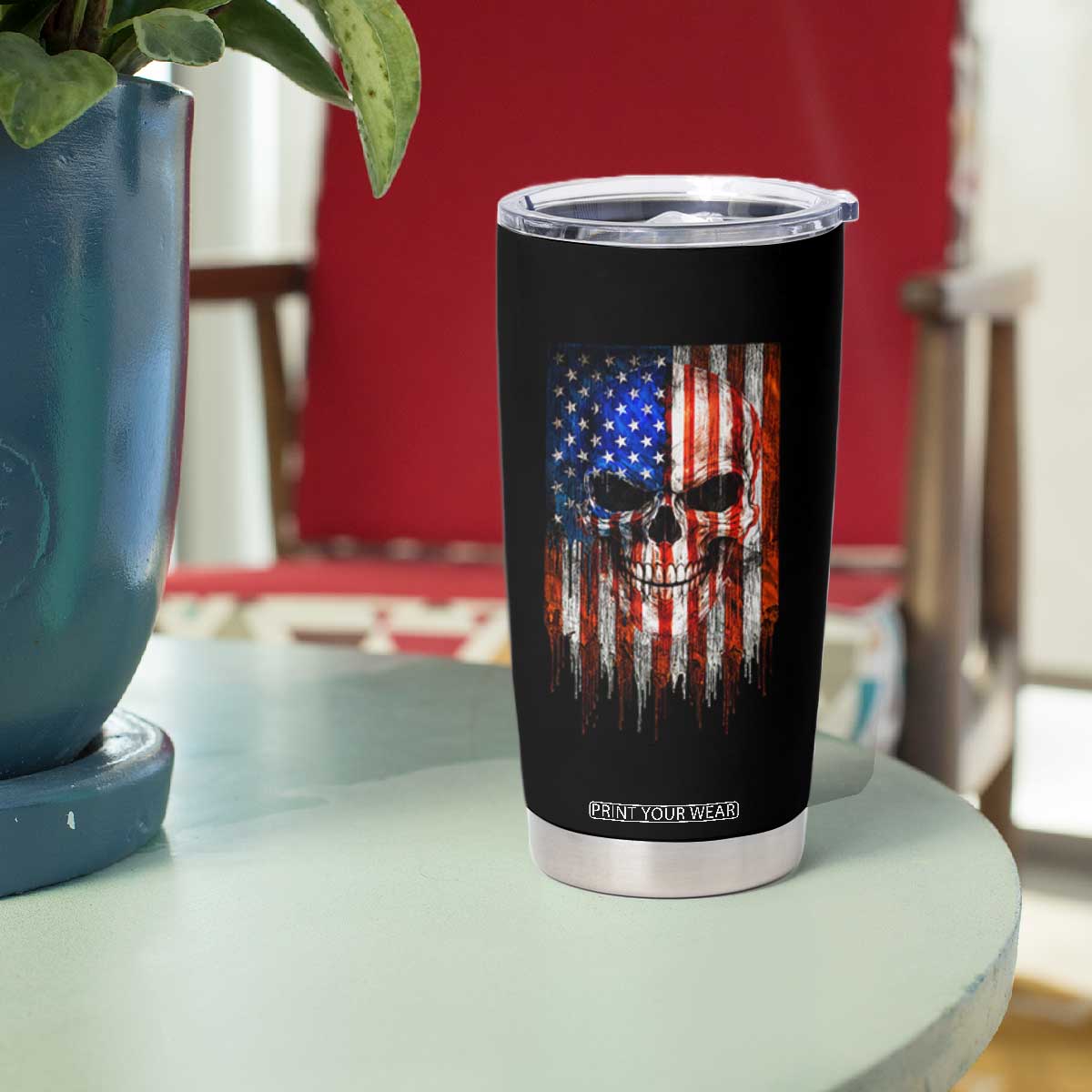 Patriotic Skull American Flag USA Pride Tumbler Cup TS12 Print Your Wear