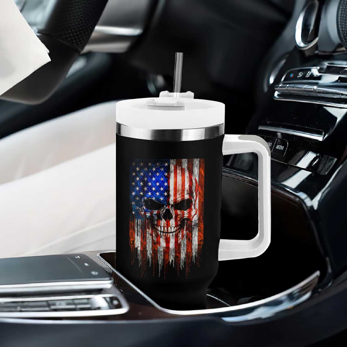 Patriotic Skull American Flag USA Pride Tumbler With Handle TS12 Print Your Wear