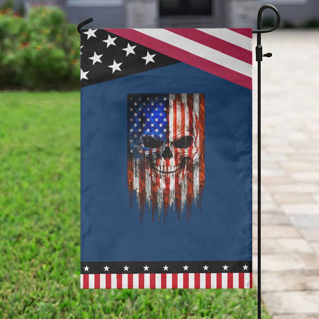 Patriotic Skull American Flag USA Pride Garden Flag TS12 Classic Blue Black Print Your Wear