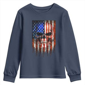 Patriotic Skull American Flag USA Pride Youth Sweatshirt TS12 Navy Print Your Wear