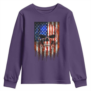 Patriotic Skull American Flag USA Pride Youth Sweatshirt TS12 Purple Print Your Wear