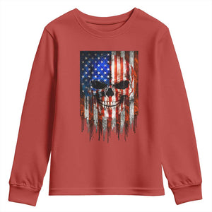 Patriotic Skull American Flag USA Pride Youth Sweatshirt TS12 Red Print Your Wear