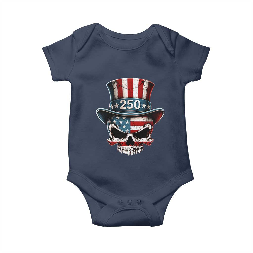 American Flag Skull Patriotic Pride Baby Onesie USA 250 Anniversary TS12 Navy Print Your Wear