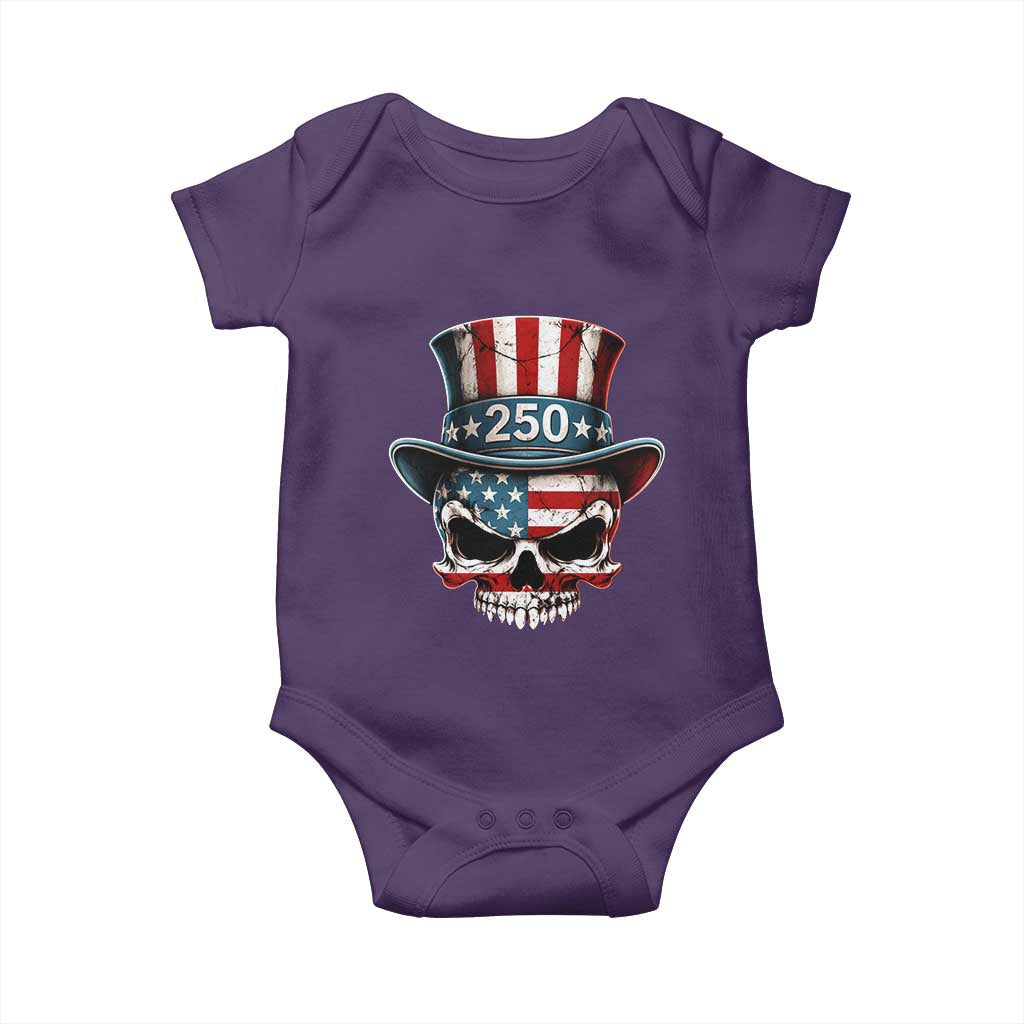 American Flag Skull Patriotic Pride Baby Onesie USA 250 Anniversary TS12 Purple Print Your Wear