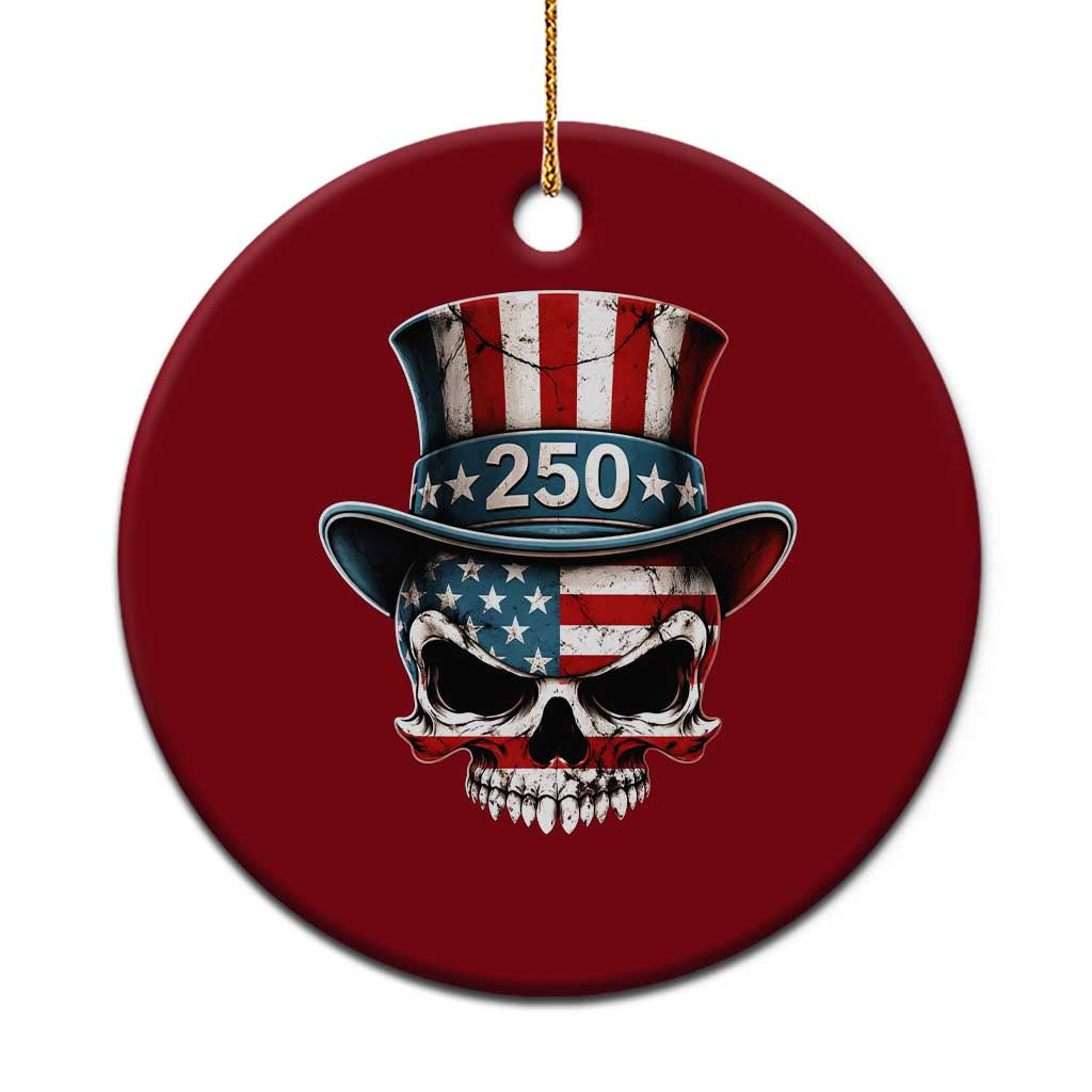 American Flag Skull Patriotic Pride Ceramic Ornament USA 250 Anniversary TS12 1pc Red Print Your Wear