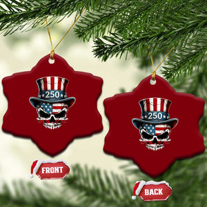 American Flag Skull Patriotic Pride Ceramic Ornament USA 250 Anniversary TS12 Print Your Wear