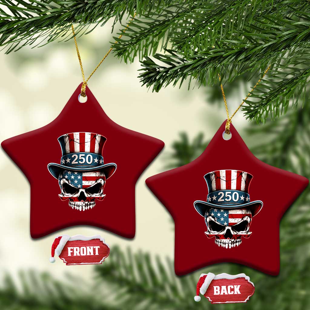 American Flag Skull Patriotic Pride Ceramic Ornament USA 250 Anniversary TS12 Print Your Wear
