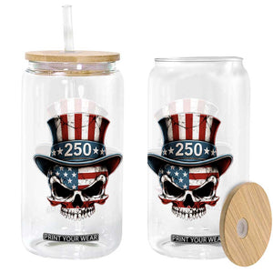 American Flag Skull Patriotic Pride Glass Can USA 250 Anniversary TS12 Print Your Wear