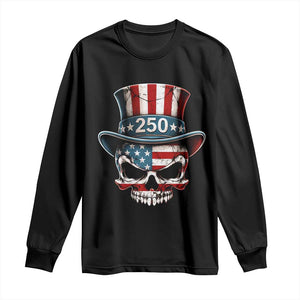American Flag Skull Patriotic Pride Long Sleeve Shirt USA 250 Anniversary TS12 Black Print Your Wear