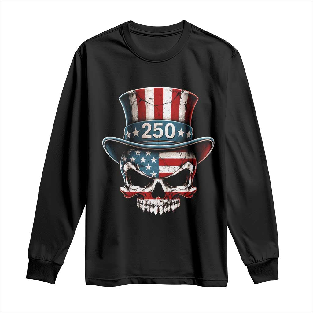 American Flag Skull Patriotic Pride Long Sleeve Shirt USA 250 Anniversary TS12 Black Print Your Wear