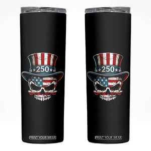American Flag Skull Patriotic Pride Skinny Tumbler USA 250 Anniversary TS12 Black Print Your Wear