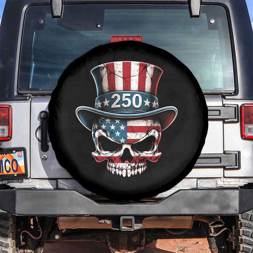 American Flag Skull Patriotic Pride Spare Tire Cover USA 250 Anniversary TS12 No hole Black Print Your Wear