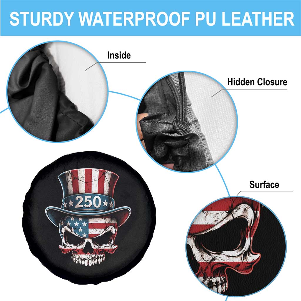 American Flag Skull Patriotic Pride Spare Tire Cover USA 250 Anniversary TS12 Print Your Wear