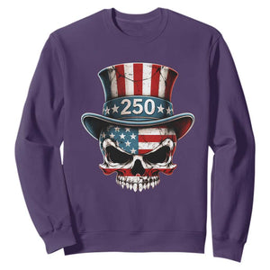 American Flag Skull Patriotic Pride Sweatshirt USA 250 Anniversary TS12 Purple Print Your Wear