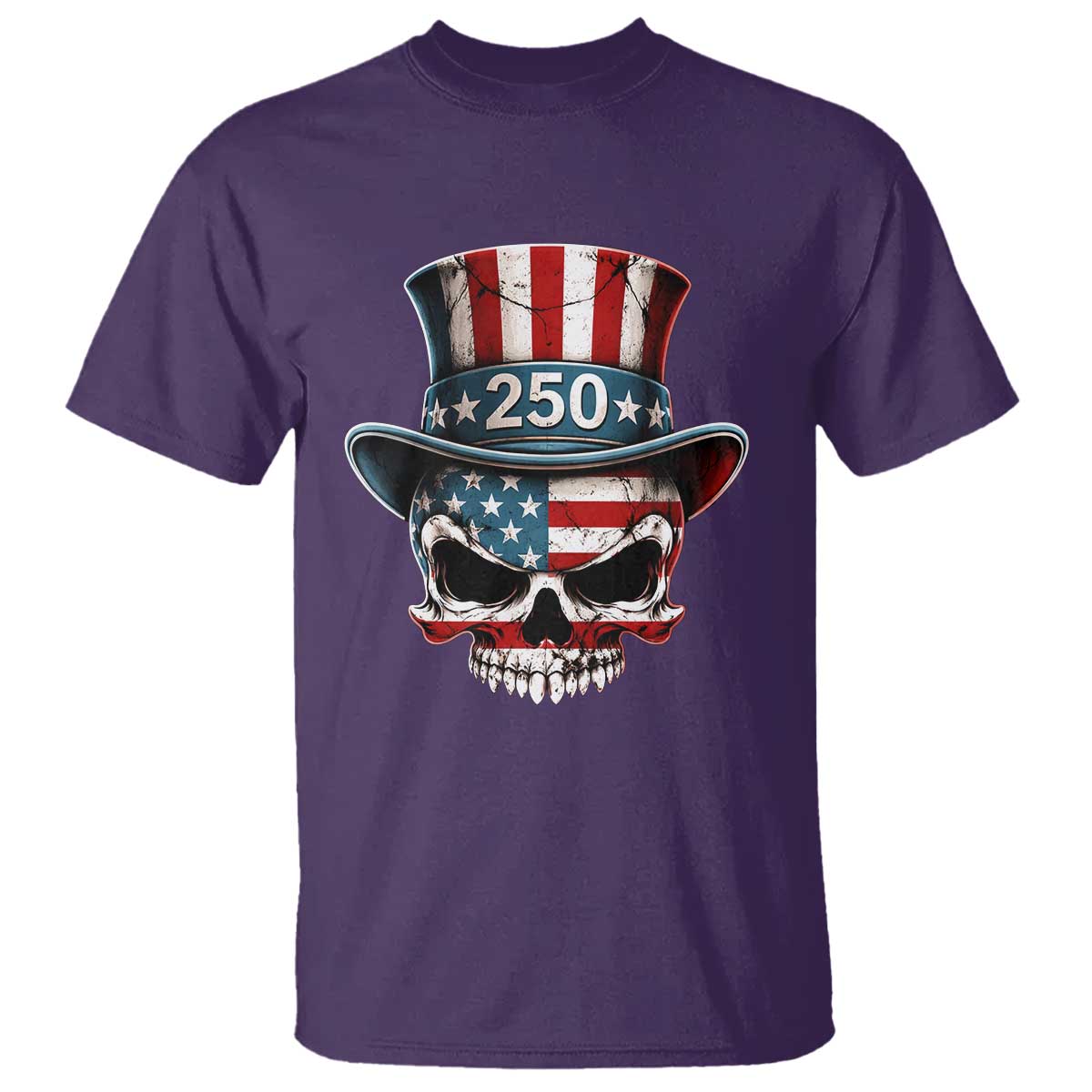 American Flag Skull Patriotic Pride T Shirt USA 250 Anniversary TS12 Purple Print Your Wear