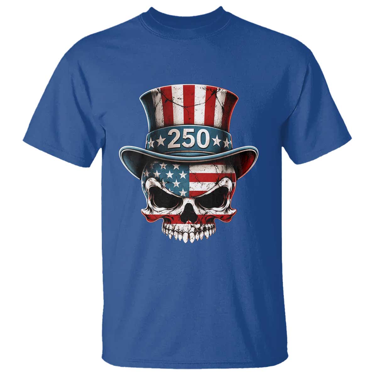 American Flag Skull Patriotic Pride T Shirt USA 250 Anniversary TS12 Royal Blue Print Your Wear