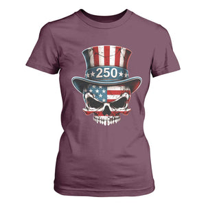 American Flag Skull Patriotic Pride T Shirt For Women USA 250 Anniversary TS12 Maroon Print Your Wear