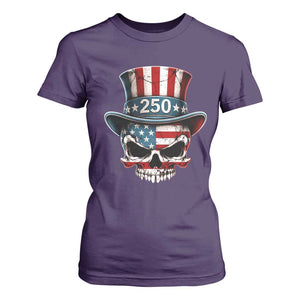 American Flag Skull Patriotic Pride T Shirt For Women USA 250 Anniversary TS12 Purple Print Your Wear