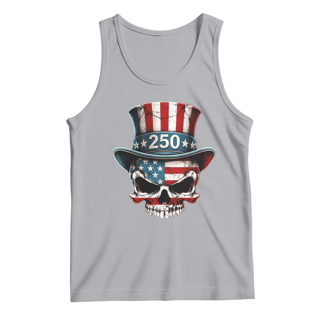 American Flag Skull Patriotic Pride Tank Top USA 250 Anniversary TS12 Athletic Heather Print Your Wear