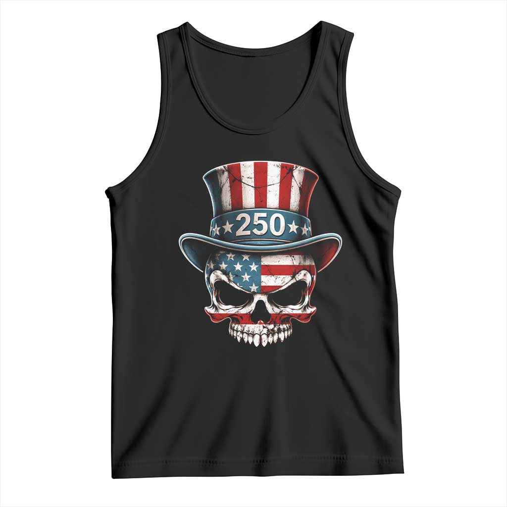 American Flag Skull Patriotic Pride Tank Top USA 250 Anniversary TS12 Black Print Your Wear
