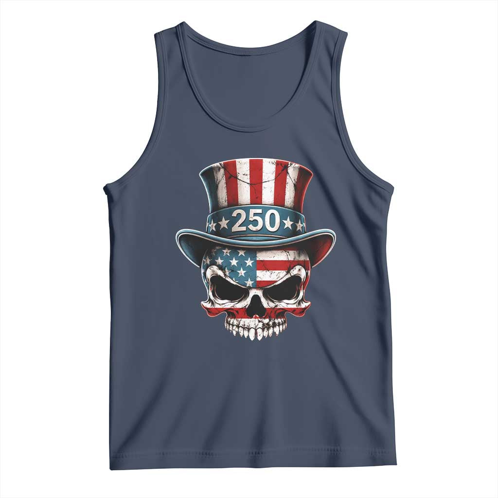 American Flag Skull Patriotic Pride Tank Top USA 250 Anniversary TS12 Navy Print Your Wear