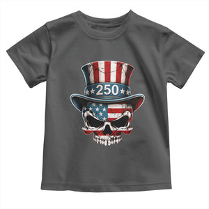 American Flag Skull Patriotic Pride Toddler T Shirt USA 250 Anniversary TS12 Dark Heather Print Your Wear