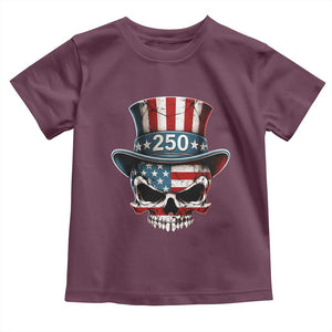 American Flag Skull Patriotic Pride Toddler T Shirt USA 250 Anniversary TS12 Maroon Print Your Wear