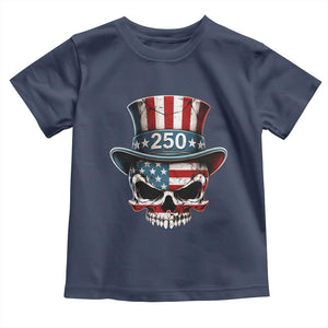 American Flag Skull Patriotic Pride Toddler T Shirt USA 250 Anniversary TS12 Navy Print Your Wear